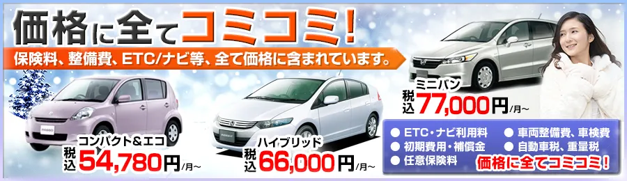 埼玉店のマンスリーレンタカー  １ヶ月から長期なら賃貸自動車