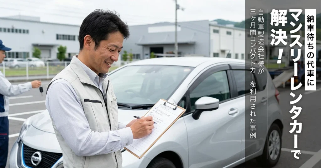 【納車待ちの代車に】マンスリーレンタカーで解決！自動車製造会社様が3ヶ月間コンパクトカーを利用された事例